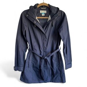 Columbia Waterproof Rain Jacket Hooded Lightweight Trench Coat Outdoor Navy XS